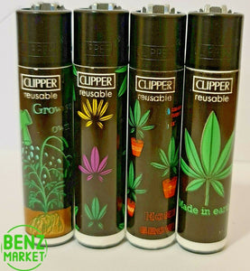 Brand New 4 Clipper Lighters Grass 29 Collection Full Set Refillable