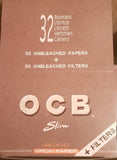 Ocb Natural King Size Slim Rolling Paper+Filter Tips Unbleached 32 Booklets - Rolling Papers