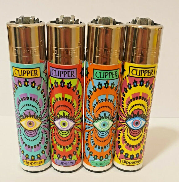 Brand New 4 Clipper Lighters Eyes Collection Full Series Refillable