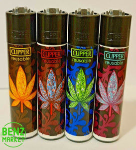 Brand New 4 Clipper Lighters Grass 31 Collection Full Set Refillable