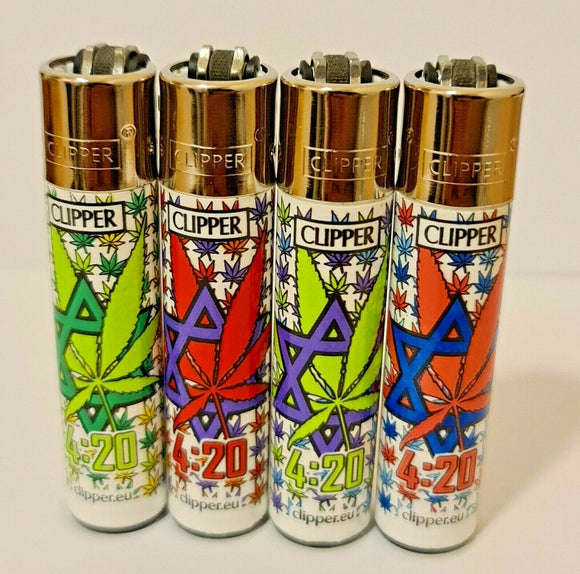 Brand New 4 Clipper Lighters Grass 1 Collection Full Set Refillable