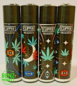 Brand New 4 Clipper Lighters Grass 23 Collection Full Set Refillable