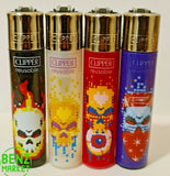 Brand New 4 Clipper Lighters Pixel Death Collection Full Set Refillable