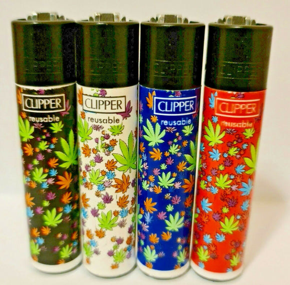 Brand New 4 Clipper Lighters Grass 17 Collection Full Set Refillable