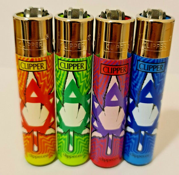 Brand New 4 Clipper Lighters Grass 3 Collection Full Set Refillable