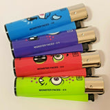 Brand New 4 Clipper Lighters Monster Faces Collection Full Series Refillable