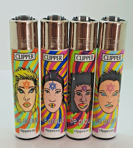 Brand New 4 Clipper Lighters Be Proud Collection Full Series Refillable