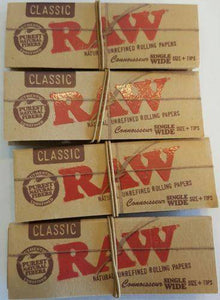 Lot Of 4 Booklets Raw Natural Unrefined Rolling Papers Small + Filters - Rolling Papers