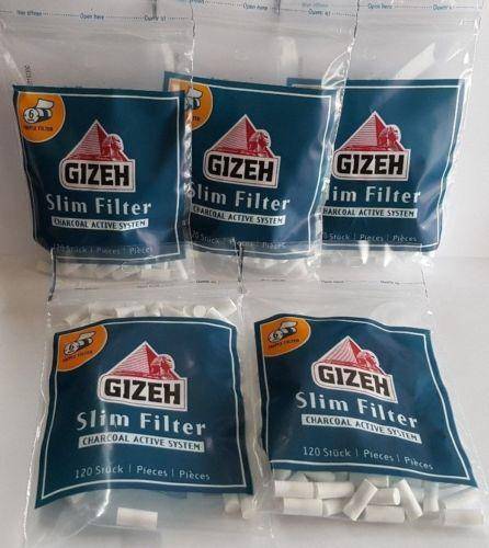 Gizeh Slim Filters 6Mm Lot Of 5X120 Bags Charcoal Active System - Filter Tips