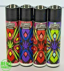 Brand New 4 Clipper Lighters Grass 18 Collection Full Set Refillable