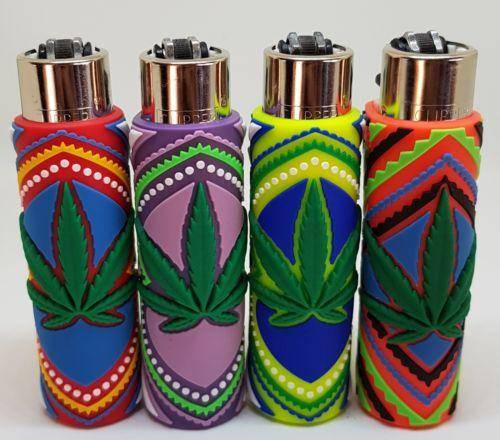 4 Clipper Lighters With Hand Sewn Cover - Clipper