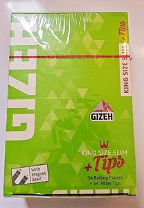 Brand New Gizeh Slim King Size+Tips Rolling Papers 26x34 Booklets 12.0 g/m Super Fine - benz-market